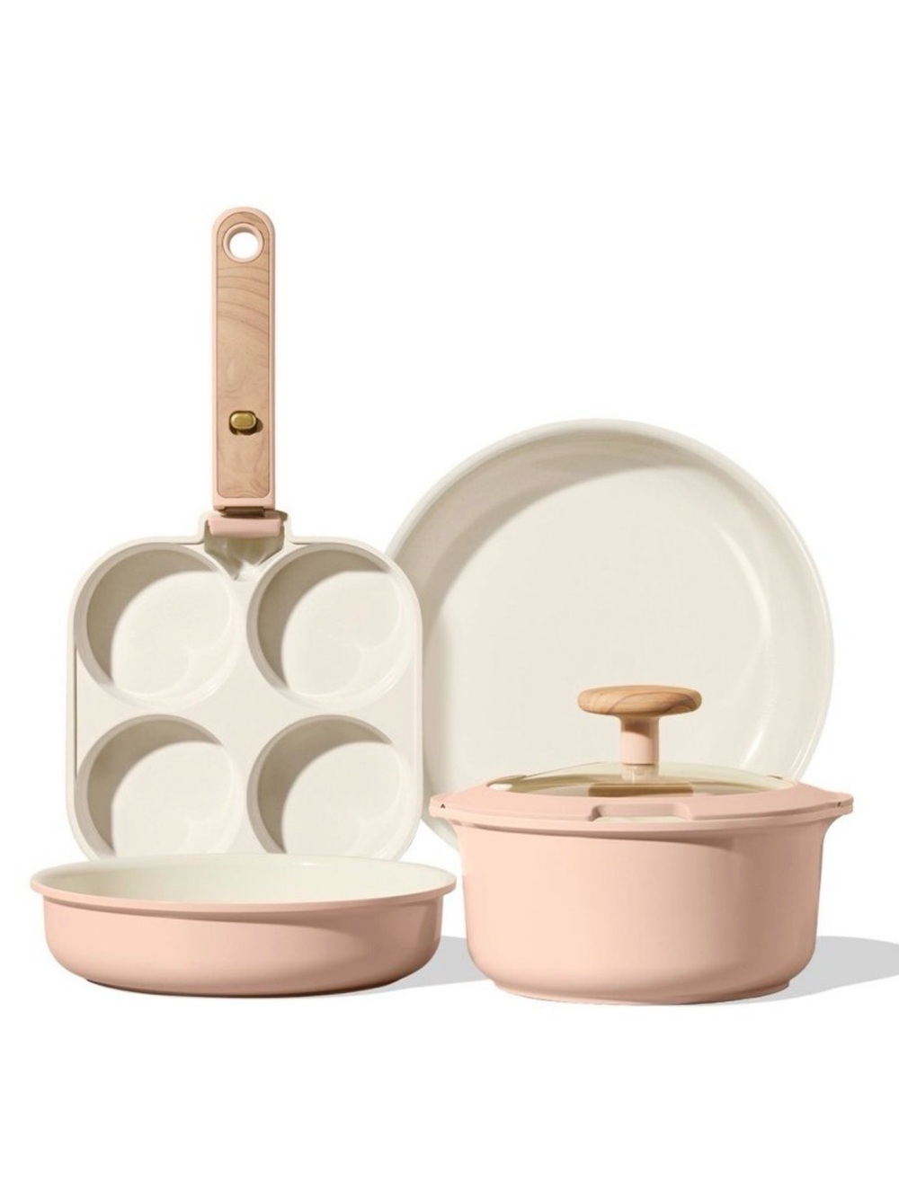 Premium Cream & Blush Nonstick Cookware Set - 4-Piece